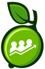 Green lime illustration with a symbol of people and an upward arrow, representing collecting leads